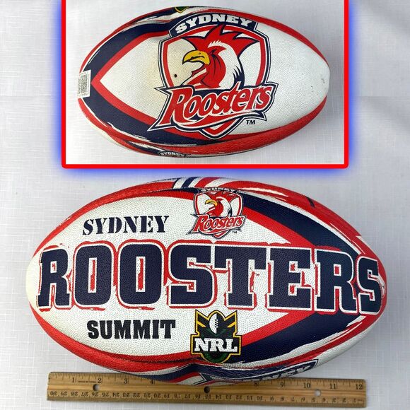 SYDNEY ROOSTERS White Red NRL Sz 5 RUGBY FOOTBALL! Large FOOT BALL FOOTY Summit - Picture 1 of 9